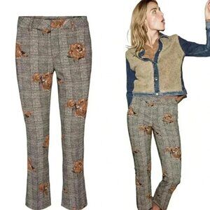 Mos Mosh Ivana Shannon Checkered Pant Crop Trouser Brown Orange 70's Size 38